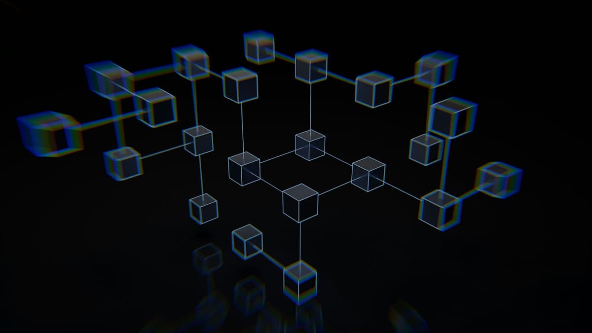 Abstract illustration of connected glowing blocks